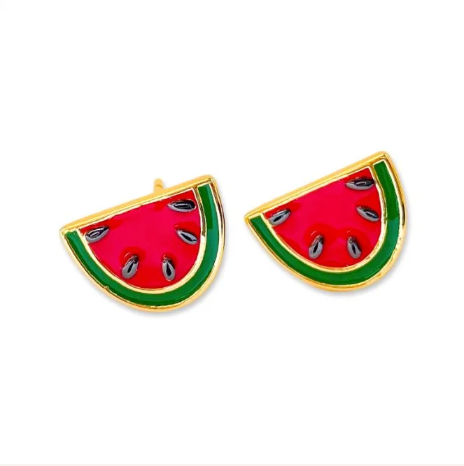 Versatile Layering Jewelry For Effortless Chic Watermelon Enamel Earrings