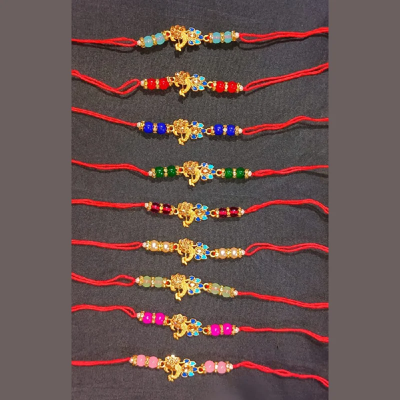 Affordable Elegance – Special Jewelry Sale Now Live Akruti collection Gold Plated Austrian Stone Rakhi Assorted Color ( Any 3 )