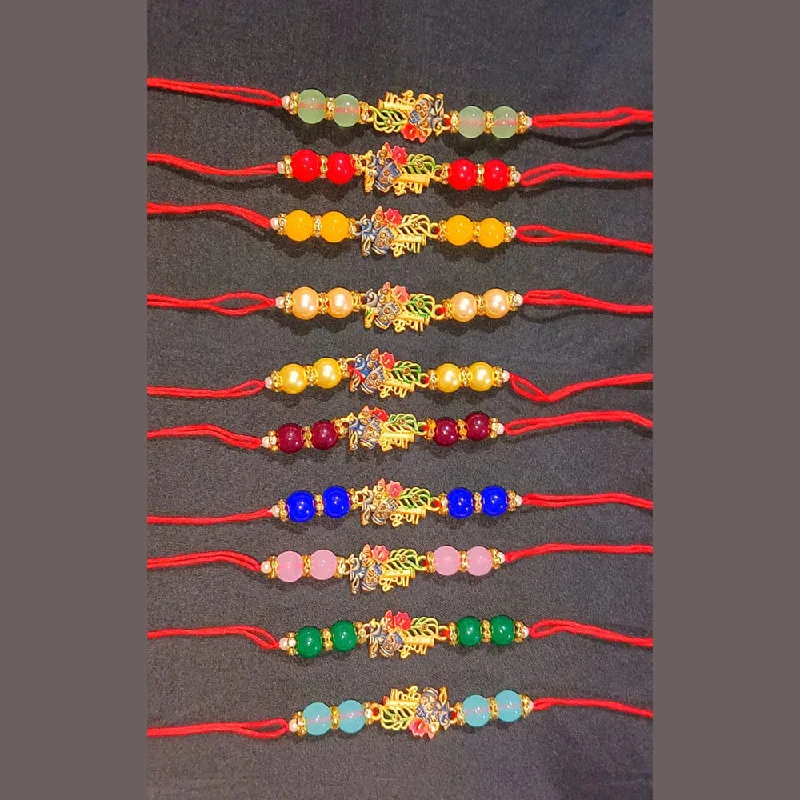 Jewelry Clearance – Final Chance To Save Big Akruti collection Gold Plated Austrian Stone Rakhi Assorted Color ( Any 3 )