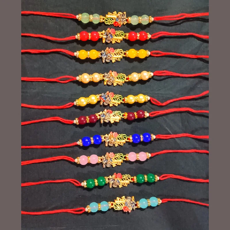 Shop Signature Jewelry Styles At Exclusive Prices Akruti collection Gold Plated Beads Rakhi Assorted Color ( Any 3 )