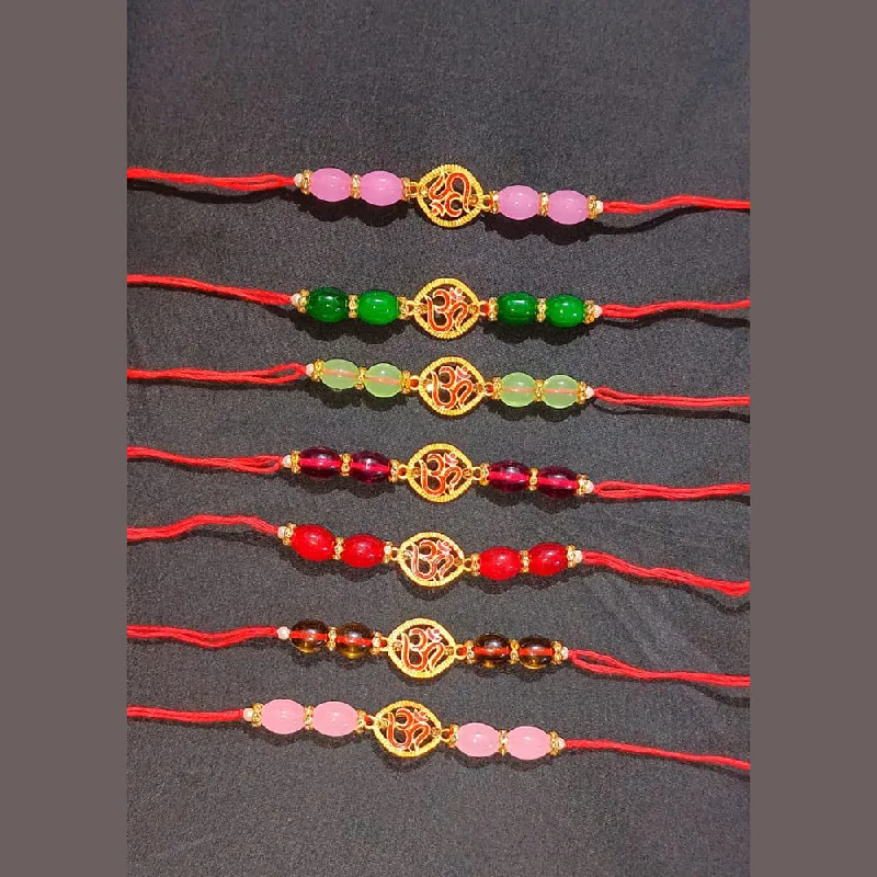 Exclusive Online Jewelry Sale – Don't Wait Akruti collection Gold Plated Beads Rakhi Assorted Color ( Any 3 )