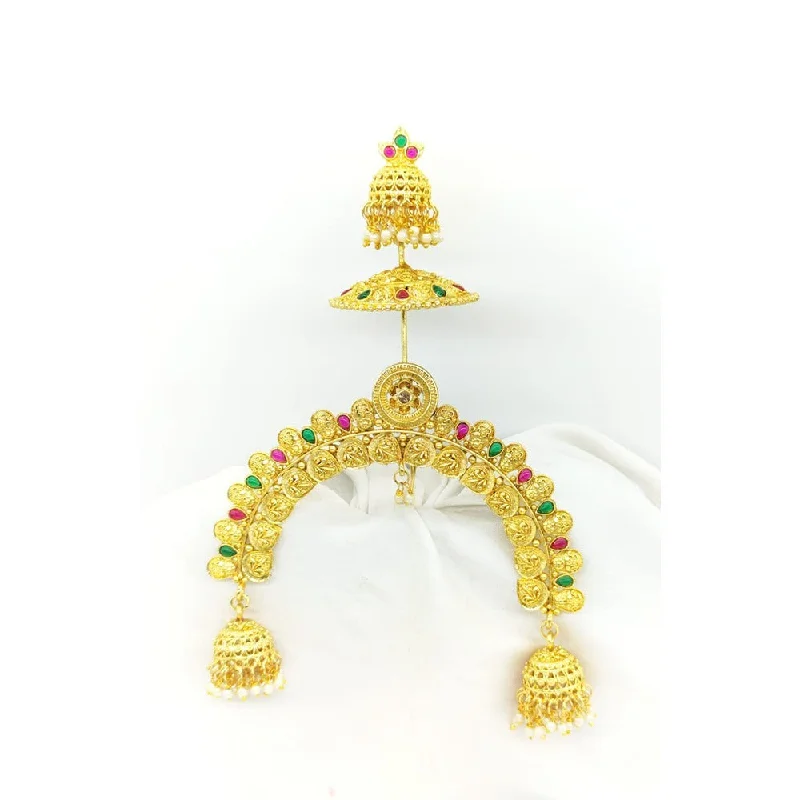 High-End Sparkle, Low-End Prices – Shop Now Akruti Collection Gold Plated Kundan Hair Brooch