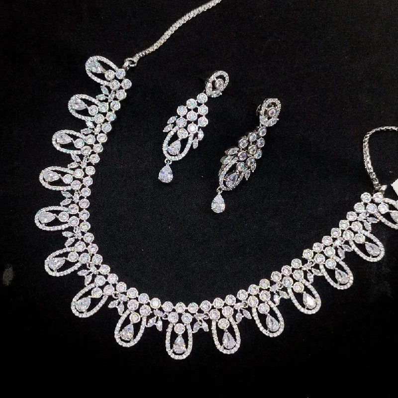 Exclusive Jewelry Offers – Shine For Less Akruti Collection Silver Plated AD Stone Necklace Set