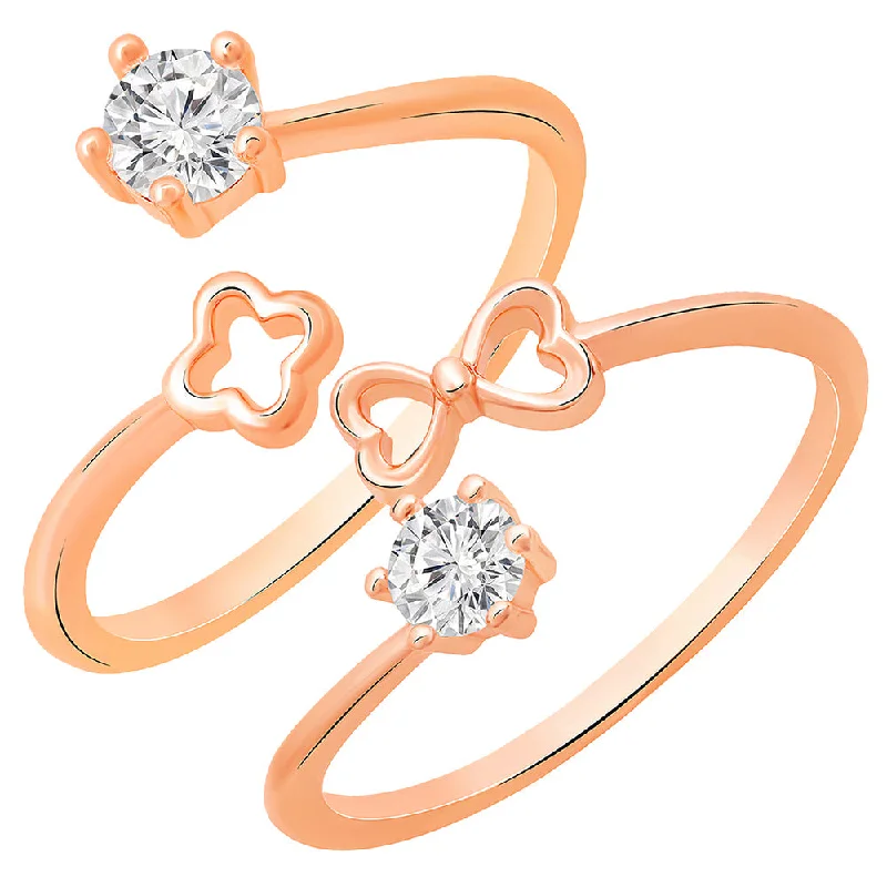 Shop Dazzling Jewelry At The Best Prices Bhavi Jewels Rose Gold Plated Adjustable Combo Ring