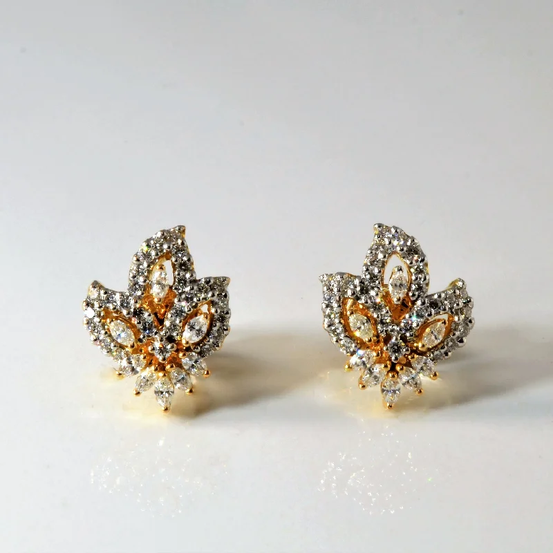 Must-Have Jewelry Pieces At Reduced Prices Floral Diamond Cluster Studs | 0.90ctw |