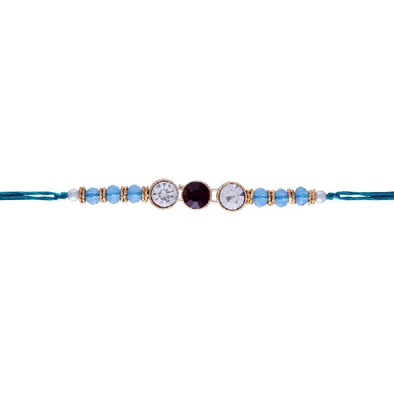 Affordable Glamour – Premium Jewelry At Special Prices Etnico Ethnic Designer Pearl Beads Studded Rakhi Bracelet with Roli Chawal for Brother/Men (R084Sb)