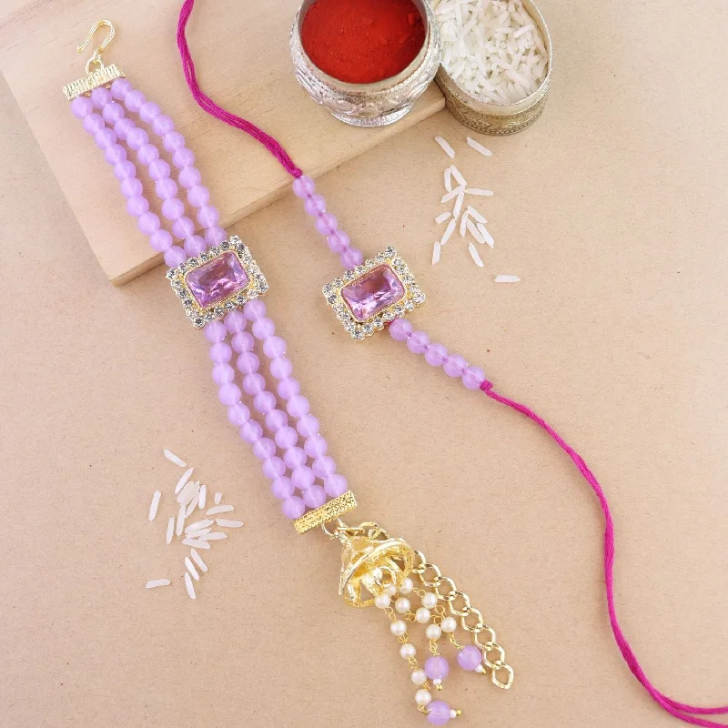 Unbeatable Offers On Luxury And Everyday Jewelry Etnico I Jewels Rakshabandhan Special Bhaiya Bhabhi Pearl Hanging Lumba Rakhi Combo Set With Roli Chawal (R010Pu-CO)