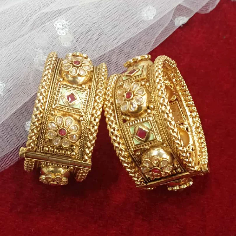 Affordable Luxury Jewelry For Every Occasion Exotica Collection Gold Plated Crystal And Meenakari Openable Kada