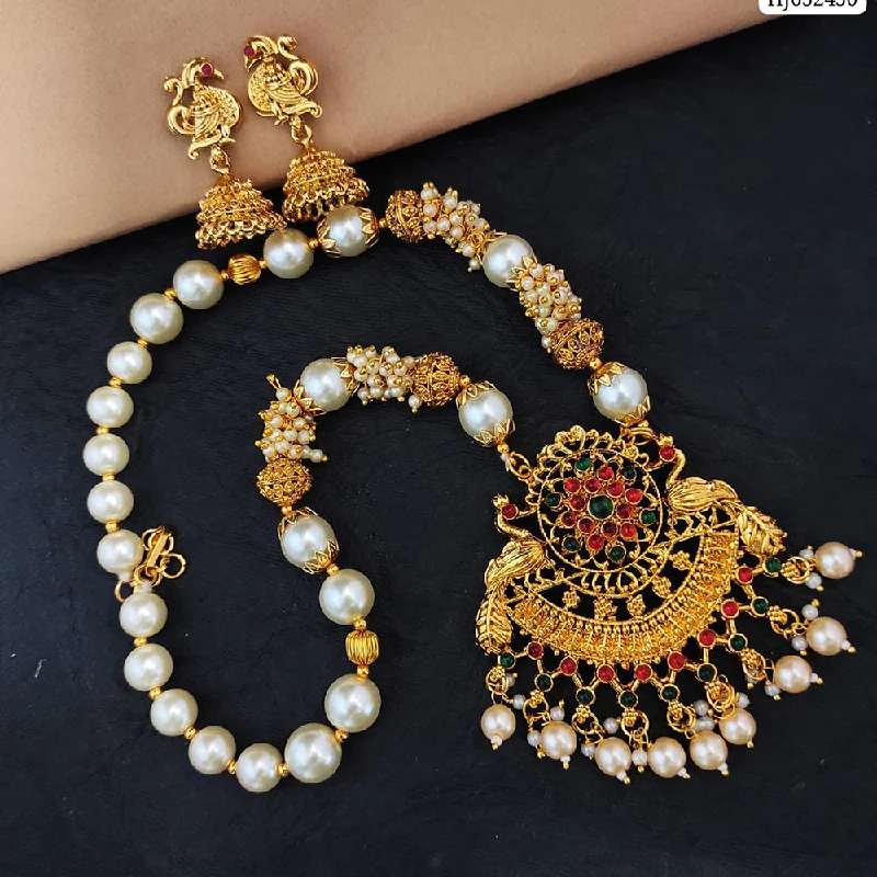 Affordable Glamour – Must-Have Jewelry At Special Rates Heera Jewellers Gold Plated Pota Stone Necklace Set