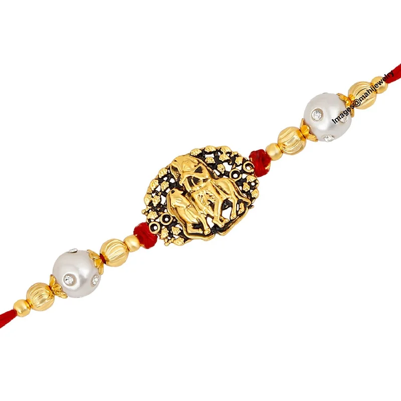 Limited-Time Offer On Elegant Jewelry Pieces Mahi Gold Plated Exquisite Lord Krishna Rakhi Bracelet for Kids / Mens RA1100610G