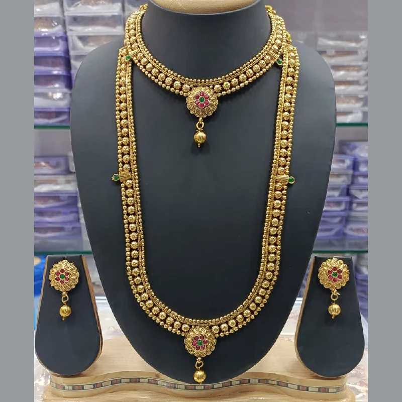 Limited Stock On Premium Jewelry At Low Prices Manisha Jewellery Gold Plated Pota Stone Double Necklace Set