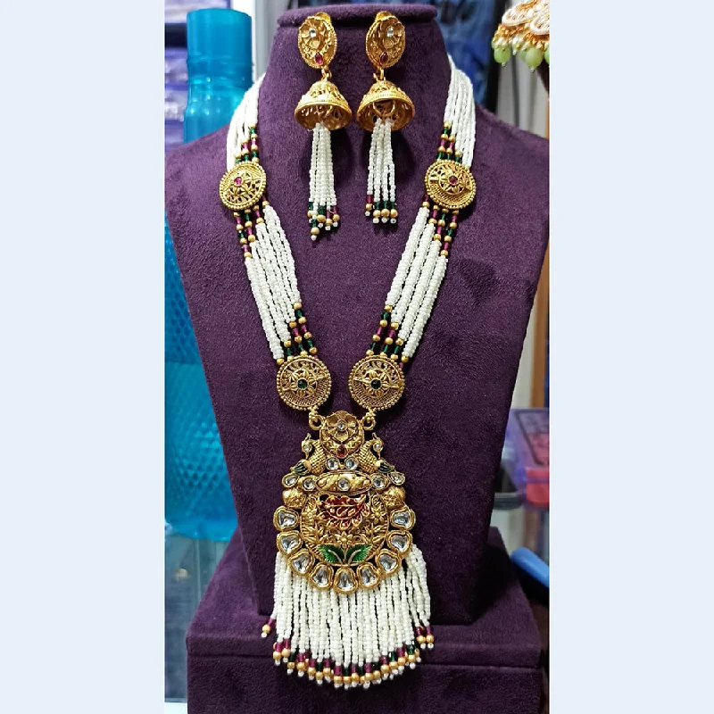 Dainty Floral Jewelry For Feminine Elegance Manisha Jewellery Gold Plated Pota Stone Necklace Set