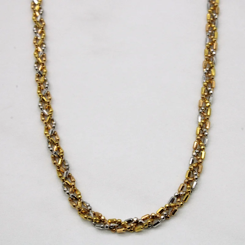 Exclusive Jewelry Discounts – Shop Now For Savings 18k Tri Tone Braided Bead Chain | 15.5" |