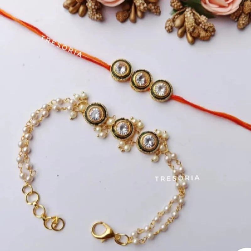 Exclusive Jewelry Bundles At Discounted Prices Palak Art Gold Plated Austrian Stone Rakhi Combo Set