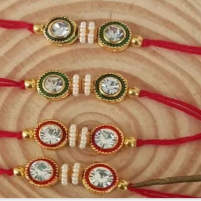 Buy More, Save More On Stunning Jewelry Pieces Palak Art Gold Plated Austrian Stone Rakhi ( 1 Piece Only )