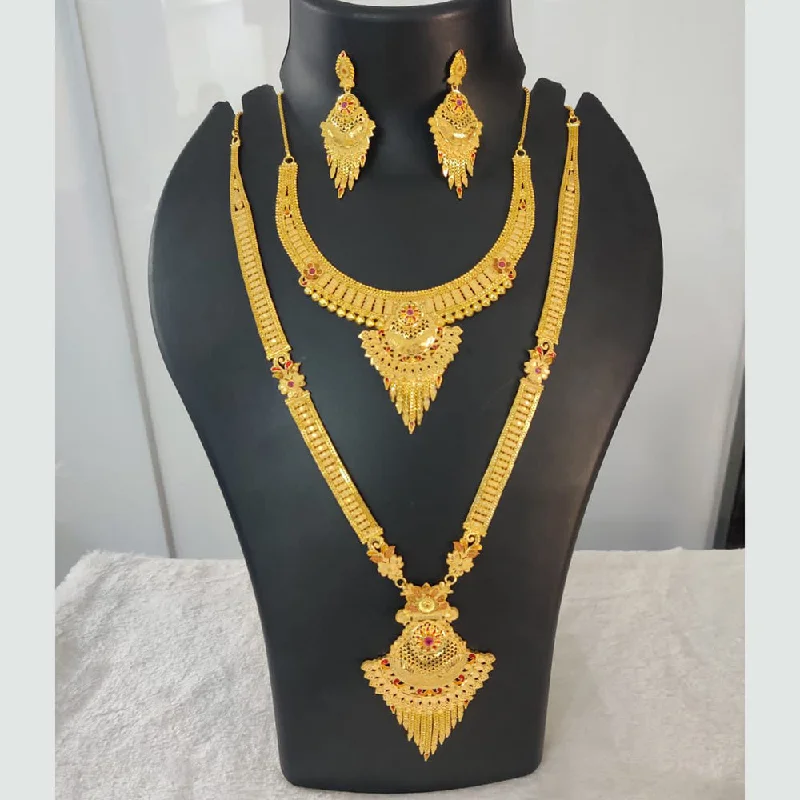 Your Perfect Accessory At The Perfect Price Pari Art Jewellery Forming Gold Double Necklace Set