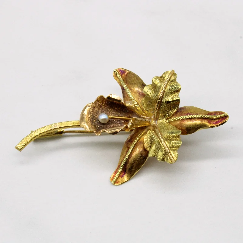 Limited-Time Offer On Elegant Jewelry Pieces Early Mid Century Pearl Orchid Brooch |