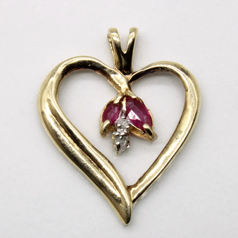 Grab Exquisite Jewelry At The Lowest Prices Ruby & Diamond Heart Pendant | 0.10ctw, 0.01ctw |