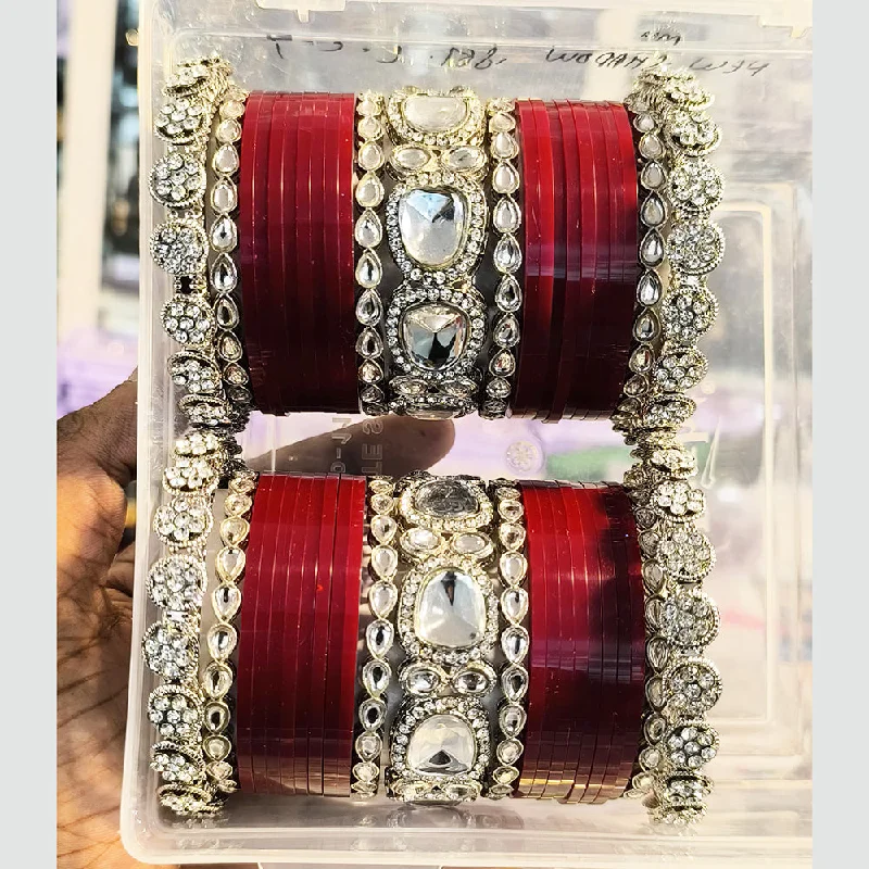 Elegant Jewelry Pieces At Unbelievable Prices Shagna Silver Plated Crystal Stone And Kundan Acrylic Bridal Chura