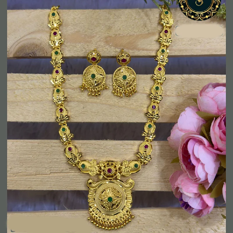 Buy More, Save More On Stunning Jewelry Pieces Siara Collections Forming Gold Plated Pota Stone Long Necklace Set