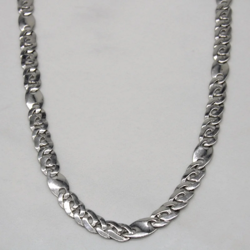 Romantic Heart-Shaped Jewelry For Special Gifts 10k White Gold Modified Curb Chain | 22" |