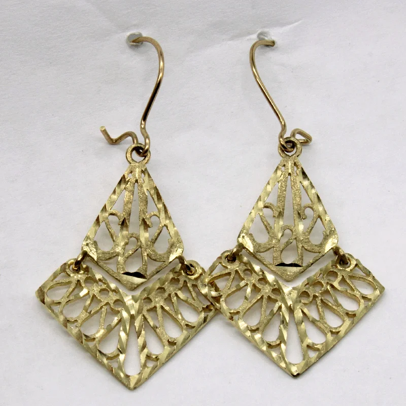 Special Deals On Handcrafted And Designer Jewelry Yellow Gold Filigree Drop Earrings |